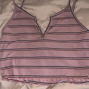 Stripped tank top with open buttons